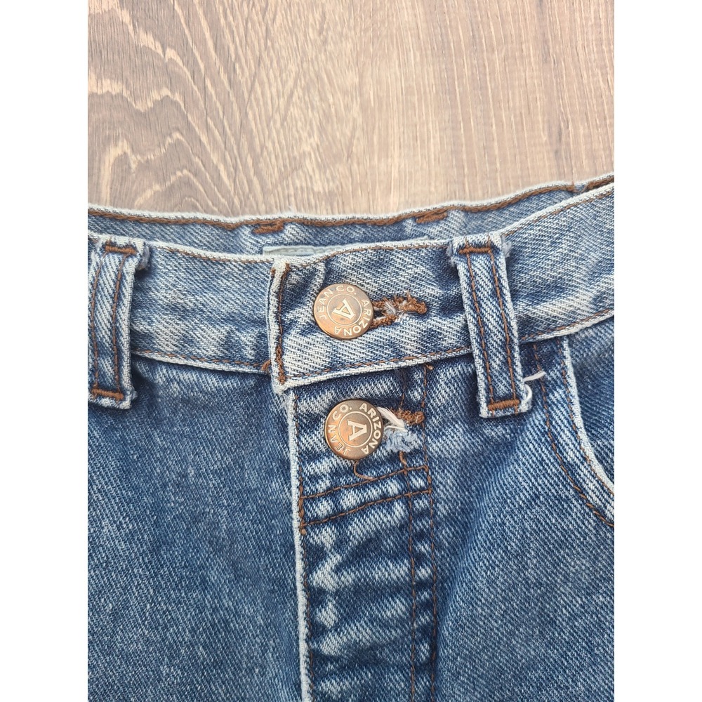 VTG Arizona Jeans 9 High Rise 90s Mom Shorts Heavy Denim Blue Cuffed Button Fly - Picture 3 of 4